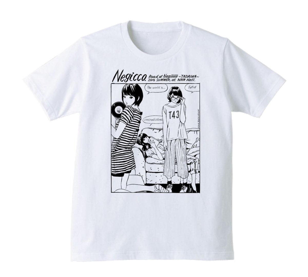 江口寿史×Negicco T-shirts WHITE」 - 江口寿史がNegiccoの3人描く 