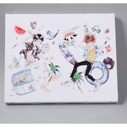 「天野明展」のビジュアルを使ったアートボード。