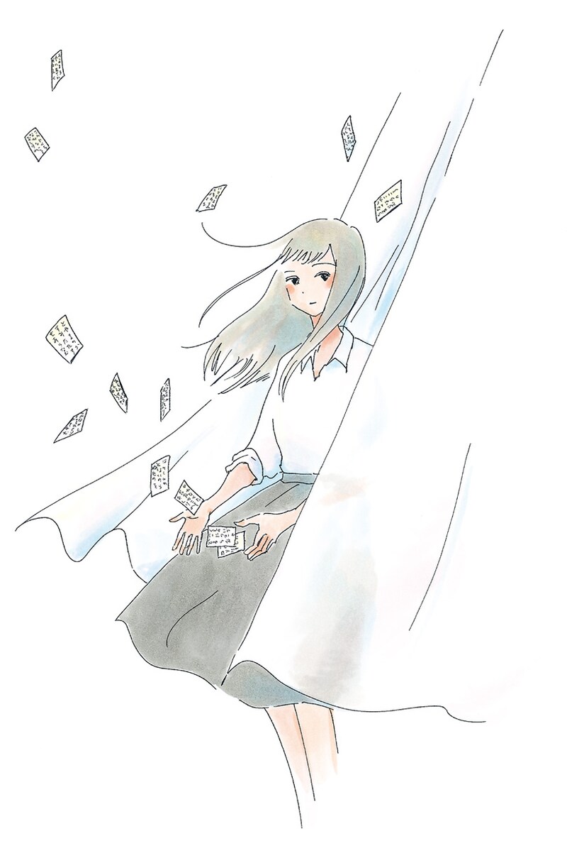 今日マチ子「百人一首ノート」(KADOKAWA)表紙イラスト