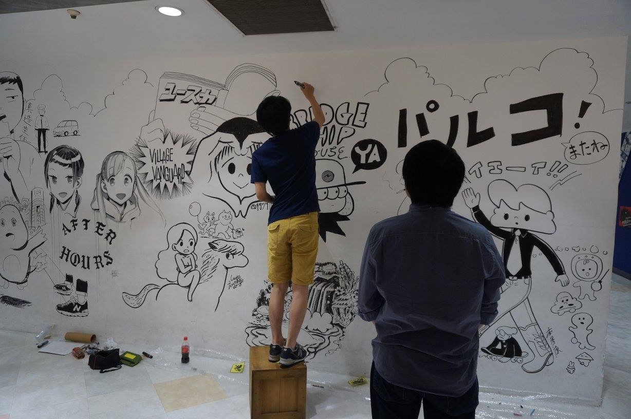 ツチカ、error403らユースカ作家が、閉館する渋谷パルコの壁に落描き