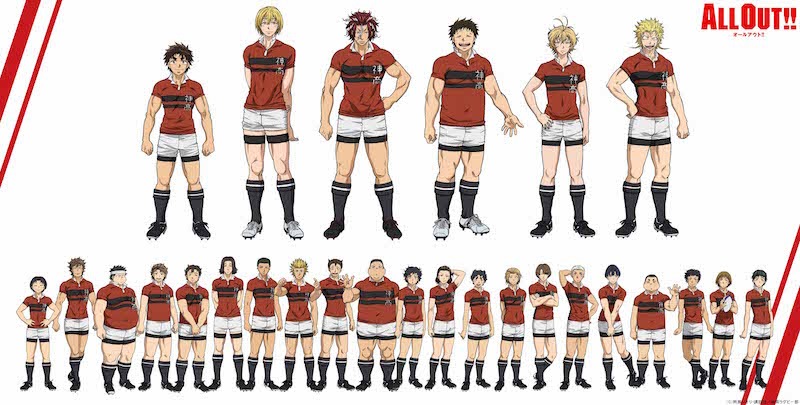 神高ラグビー部全27名のキャラクター設定画。(c)雨瀬シオリ・講談社/神高ラグビー部