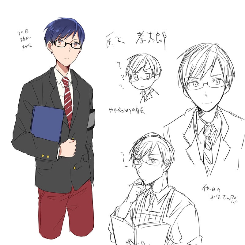 生徒会長・紅孝太郎のキャラデザイン。