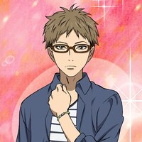 ブレスレットを身につけた萩田朔のイラスト。