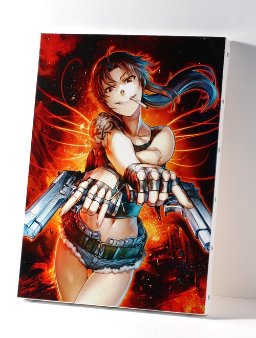 「ブラック・ラグーン」の「直筆サイン入りキャンバスアート」。