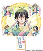 「はんだくん 応援うちわ＆デコステッカーセット」の使用例。