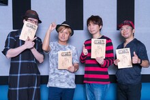 左から金城真護役の安元洋貴、巻島裕介役の森久保祥太郎、寒咲通司役の諏訪部順一、田所迅役の伊藤健太郎。