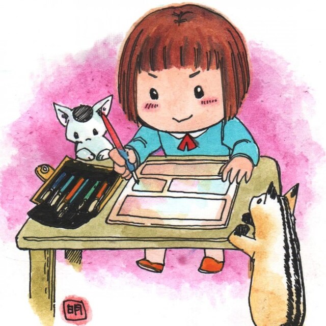 明による自画像イラスト。