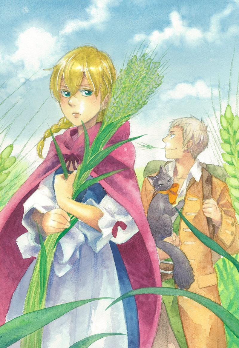 「麦の魔法使い」の扉ページに使用されたカラーイラスト。