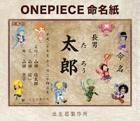 「ONE PIECE」キャラクターの幼少期のイラストがあしらわれた、「オリジナル命名紙」もセットで付属する。