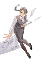 pikomaroの新連載「高岡さんの妄想経理メモ」カット。