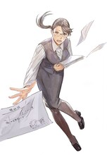 pikomaroの新連載「高岡さんの妄想経理メモ」カット。