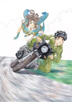 「藤島康介デビュー30周年記念自選画集 僕と彼女と乗り物と。」の収録イラスト。