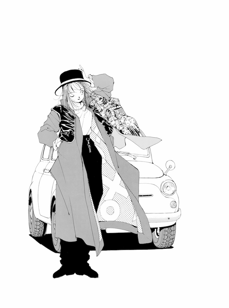 「藤島康介デビュー30周年記念自選画集 僕と彼女と乗り物と。」の収録イラスト。