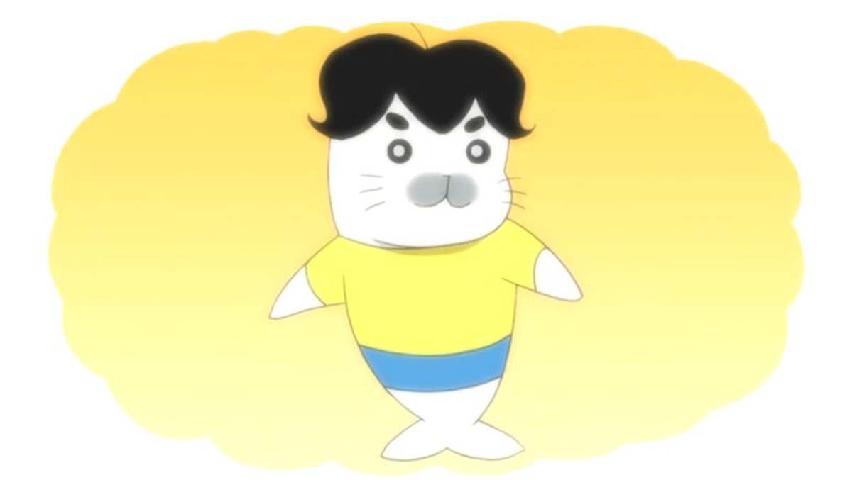 「にぎやかマスコットぬいぐるみ アシベになったゴマちゃん」の元になったアニメ第3話のカット。