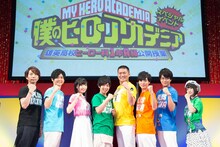 左から諏訪部順一、梶裕貴、佐倉綾音、山下大輝、三宅健太、岡本信彦、石川界人、悠木碧。