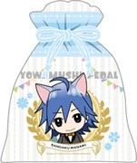 ゲーム屋台「ゴールを目指せ!!かたむけクライム」景品の巾着（全16種）。