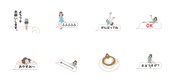 LINEスタンプ「OL人形～ちょこまか動く編～」のサンプル。