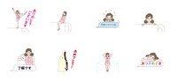 LINEスタンプ「OL人形～ちょこまか動く編～」のサンプル。