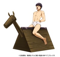 「志村新八（木馬付き）」のイラスト。