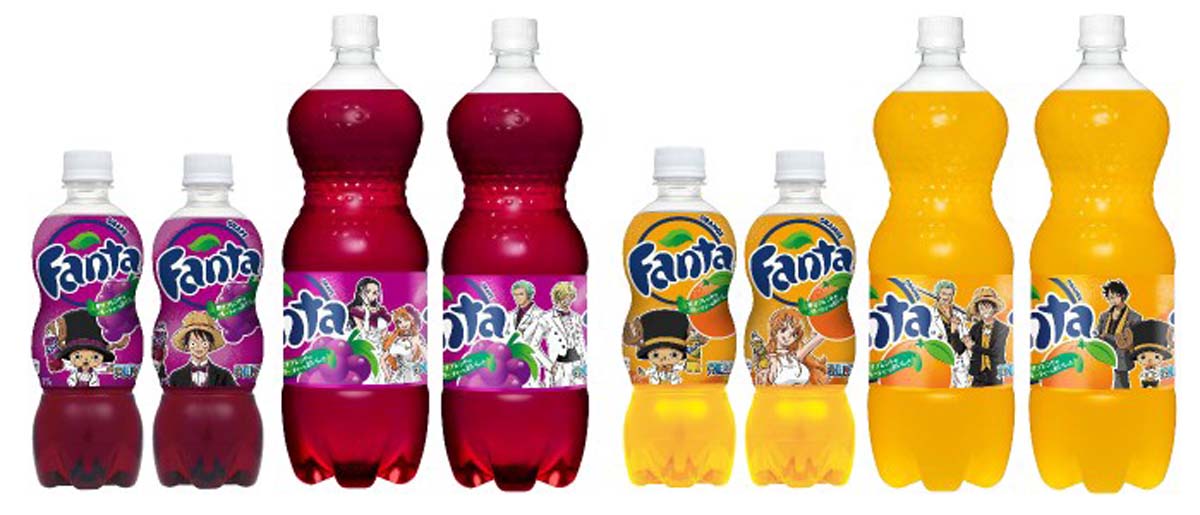 「ONE PIECE」デザインの「ファンタ グレープ」「ファンタ オレンジ」。