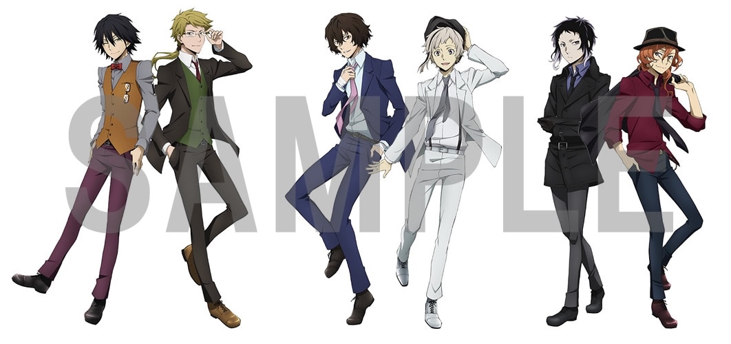 「文豪ストレイドッグス」×「FITS」の限定生産コラボフレグランス用に描き下ろされたイラストのスタンディ。
