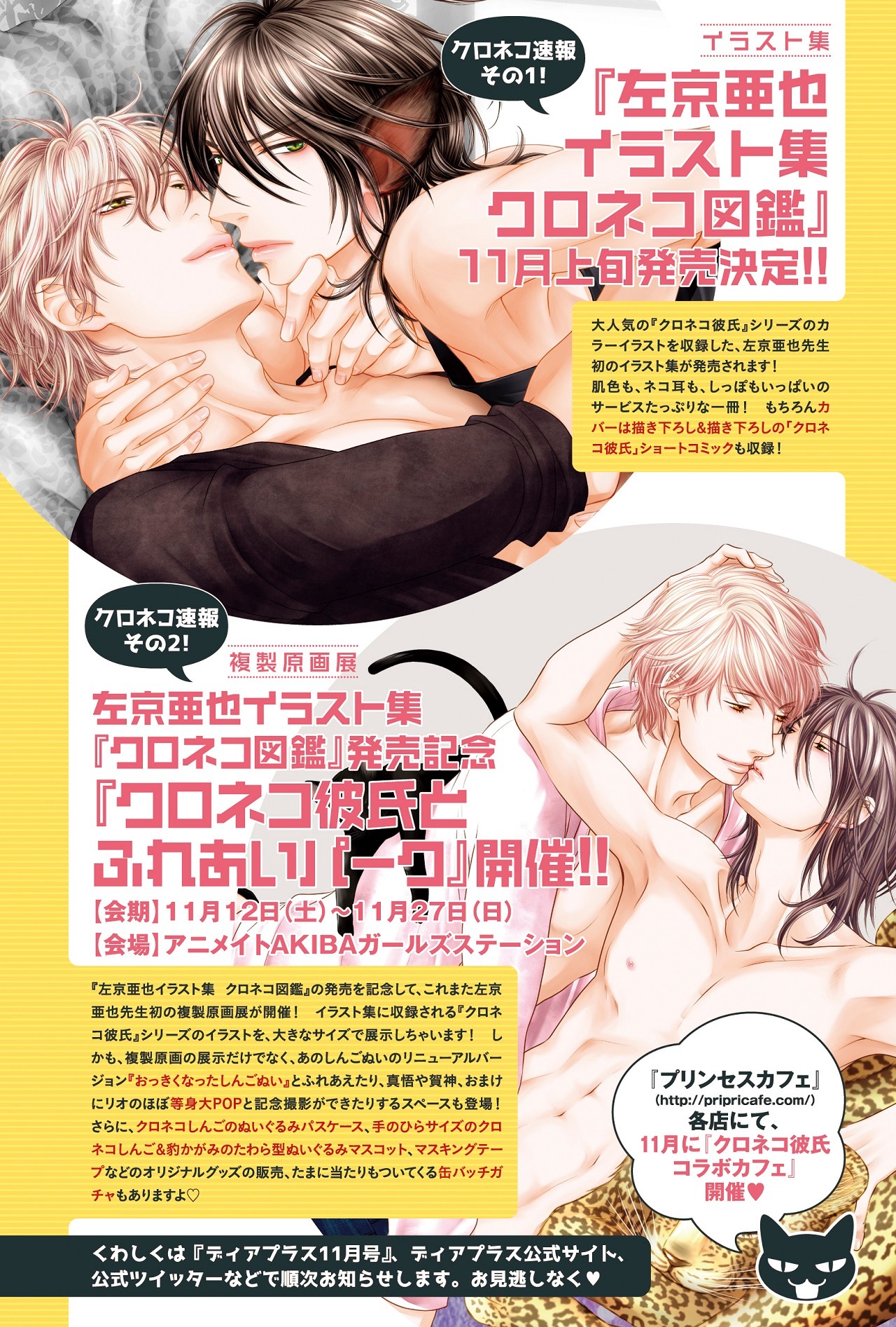 左京亜也によるイラスト集と複製原画展の告知ページ。