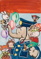 「ぞうのおまわりさん」表紙原画 (c)長谷川町子美術館