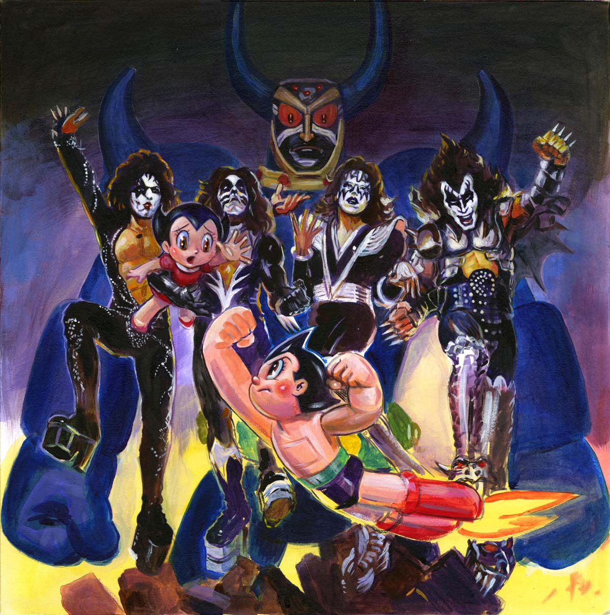 アルバム「Destroyer」をモチーフにした「鉄腕アトム」とのコラボレーション絵画。