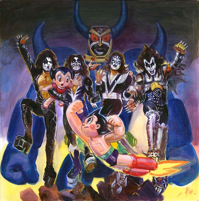 アルバム「Destroyer」をモチーフにした「鉄腕アトム」とのコラボレーション絵画。