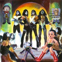 アルバム「Love Gun」をモチーフにした「鉄腕アトム」とのコラボレーション絵画。