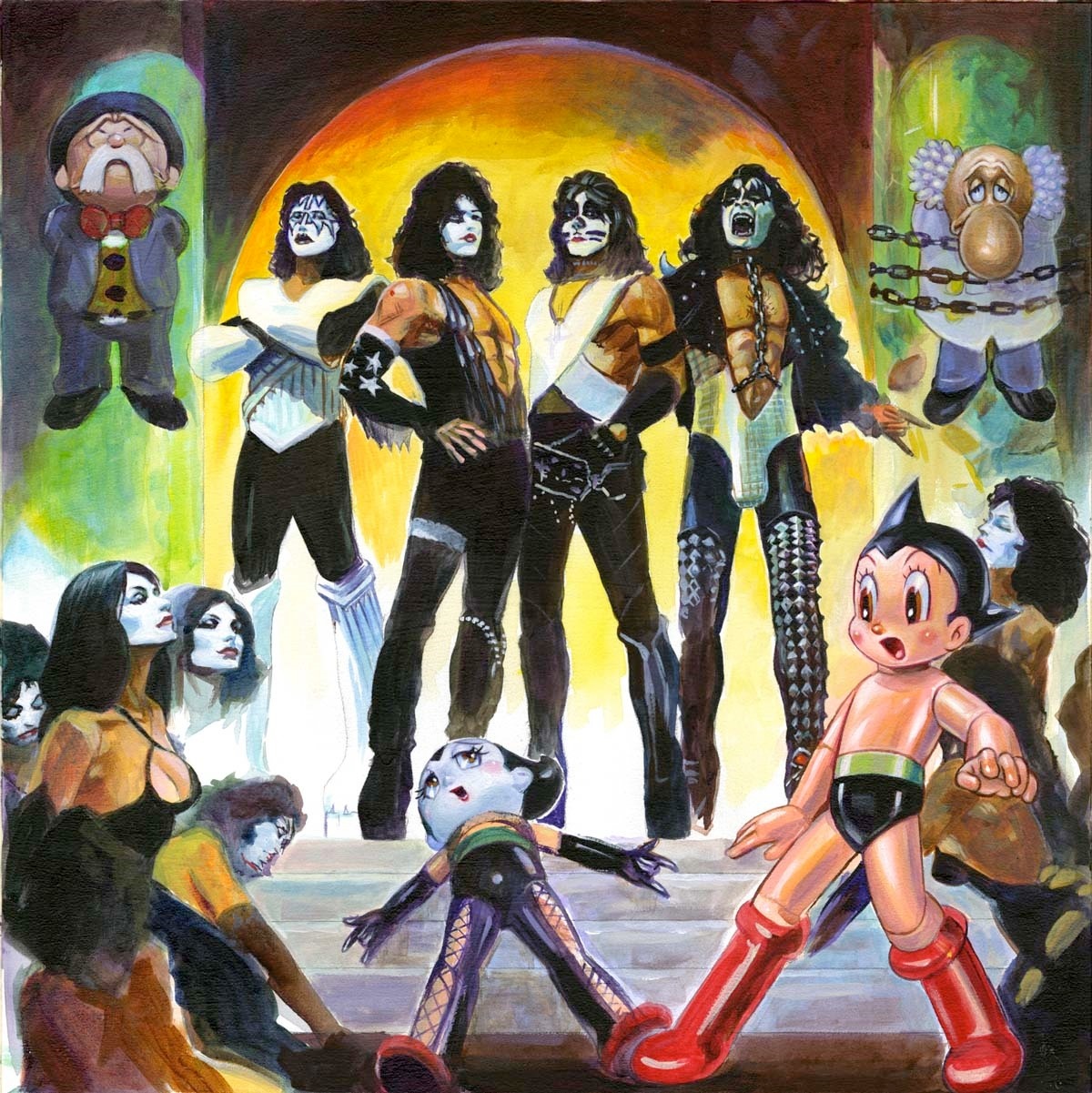 アルバム「Love Gun」をモチーフにした「鉄腕アトム」とのコラボレーション絵画。