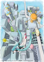 手塚プロダクションによる初音ミクのイラスト。