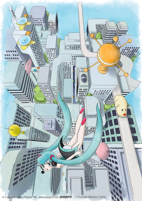 手塚プロダクションによる初音ミクのイラスト。