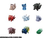 上段左から一尾［守鶴］、二尾［又旅］、三尾［磯撫］。中断左から四尾［孫悟空］、五尾［穆王］、 六尾［犀犬］。下段左から七尾［重明］、七尾［重明（幼少期ver.）］、八尾［牛鬼］。