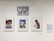 ひぐちアサ「おおきく振りかぶって」の展示。