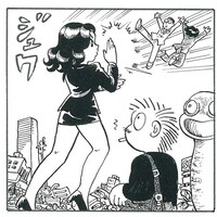 吾妻ひでお「大統領特使さとみちゃん」より。