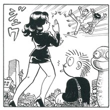 吾妻ひでお「大統領特使さとみちゃん」より。