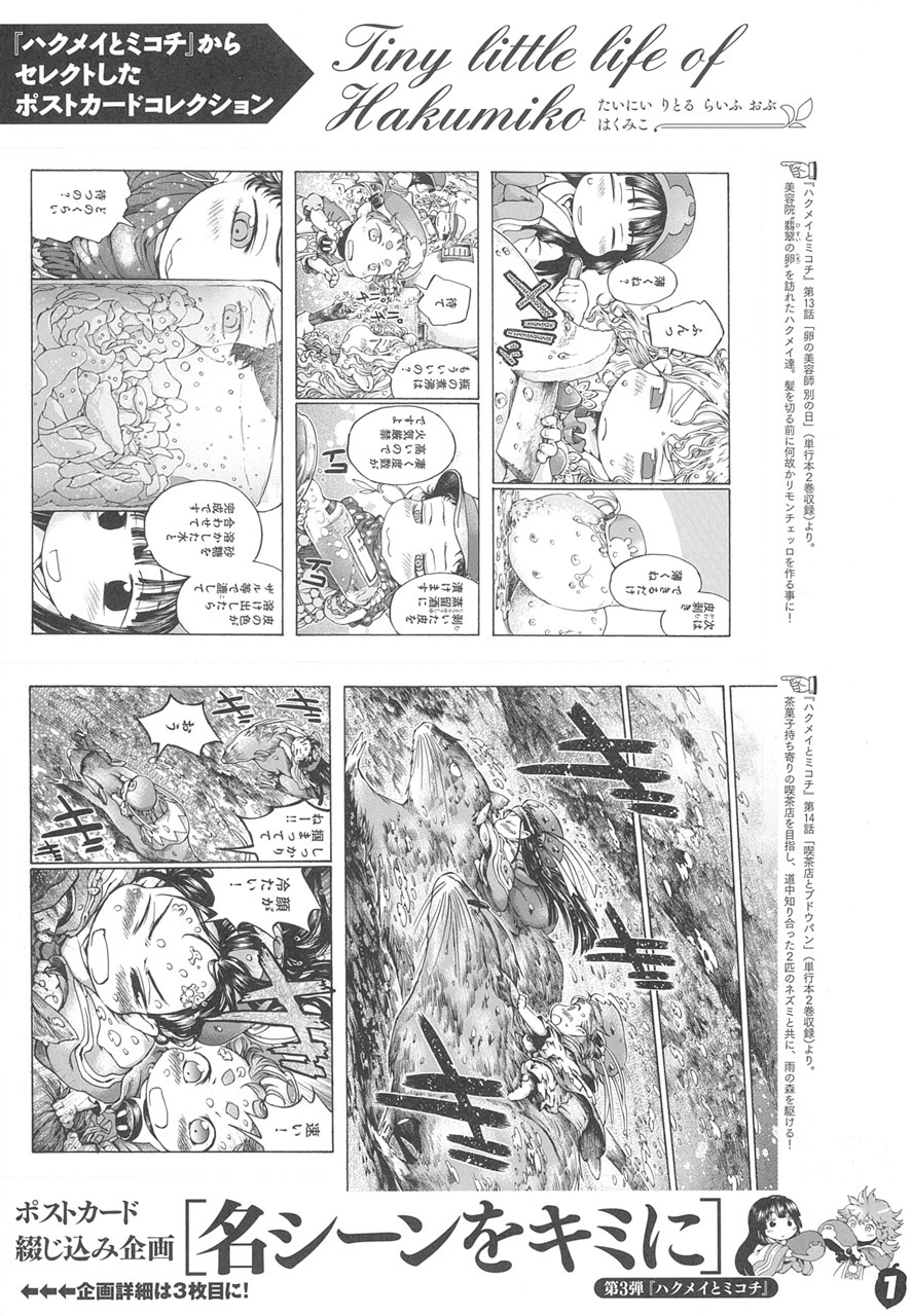 3号連続ポストカードが付属する企画「名シーンをキミに」の今号分は「ハクメイとミコチ」。