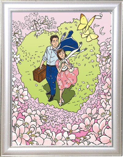 抽選販売される絵画のイメージ（額入り）。