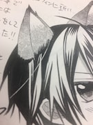 「オレ嫁。～オレの嫁になれよ～」8巻の購入特典として用意された描き下ろしのイラストペーパー。狼のコスプレをした前とひなたのラブラブなイラストがあしらわれた。