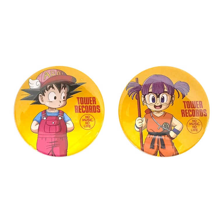 ドラゴンボール　アラレちゃん　タワーレコード限定　缶バッジ　キーホルダー ドラゴンボール × TOWER RECORDS 缶バッジ2個セット」 [画像ギャラリー