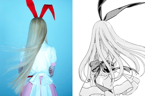 左から菊地麻衣演じる天江衣、原作の天江衣。