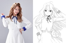 左から永尾まりや演じる龍門渕透華、原作の龍門渕透華。