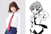 左から大西亜玖璃（X21）演じる蒲原智美、原作の蒲原智美。