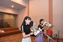 アフレコ中の生ハムと焼うどん。