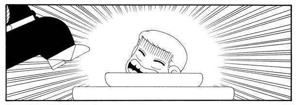 魔夜峰央が寄稿した「ミーちゃんの日々是良日（まいにちがグッデイ）または日比谷公園皹みどろ」の1シーン。