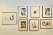 「夏目友人帳 大原画展 ～原作漫画からアニメーションまで～」の様子。