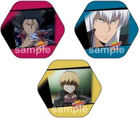 ミニゲーム「切り裂き王子のナイフ投げゲーム」景品。六角形缶バッジ（全9種）