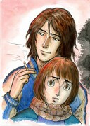 武富健治による「火花」予告カット。