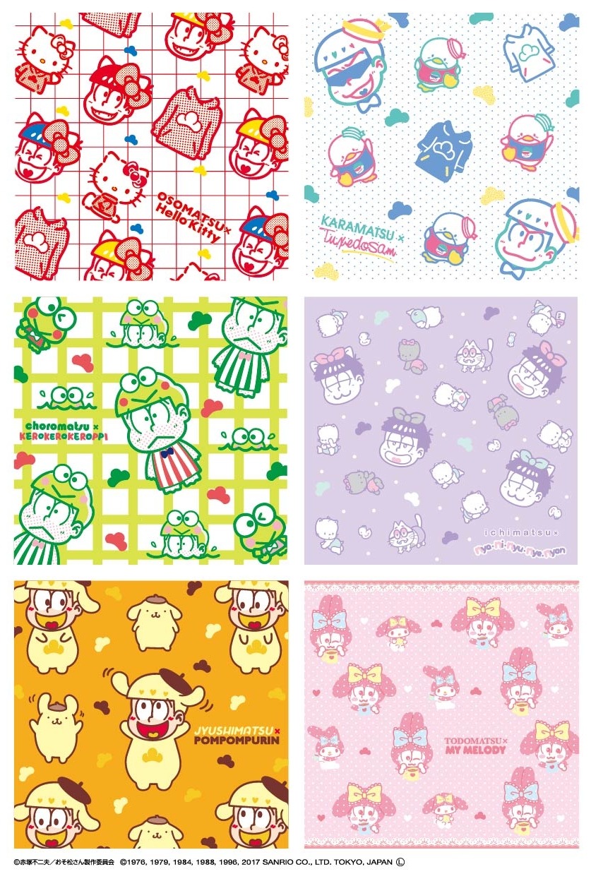 「おそ松さん×SANRIO CHARACTERS」の、「サンリオグッズになるぞ Ver.」のデザイン。